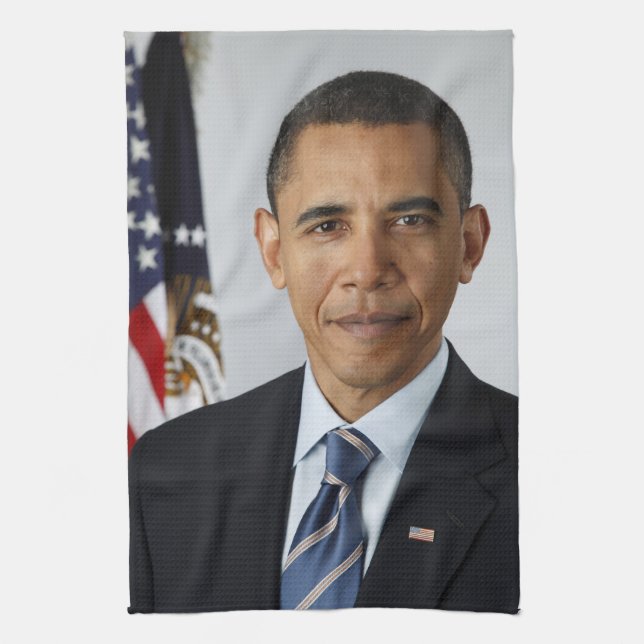 Barack Obama US President White House Portrait  Kitchen Towel (Vertical)