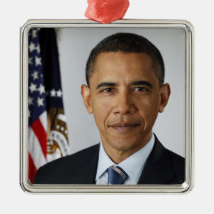 Barack Obama US President White House Portrait  Metal Ornament