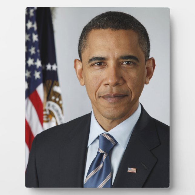 Barack Obama US President White House Portrait  Plaque (Front)