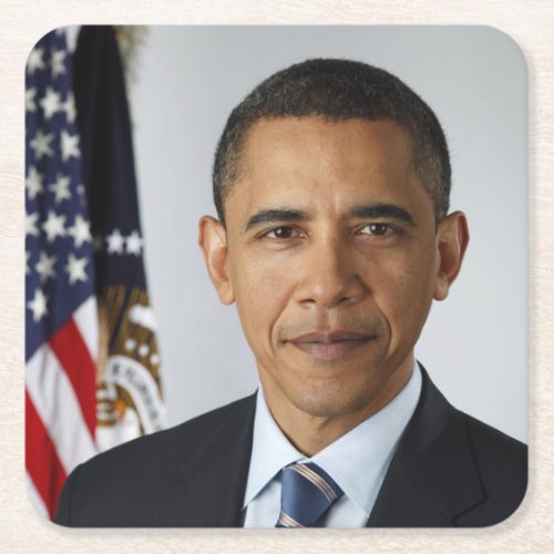 Barack Obama US President White House Portrait  Square Paper Coaster