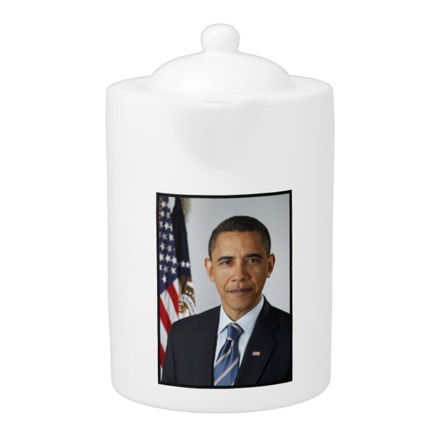 Barack Obama US President White House Portrait  Teapot (Front)