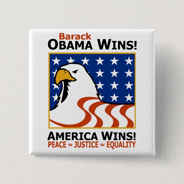 BARACK OBAMA WINS! BUTTON (Front)