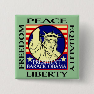 BARACK OBAMA WINS! - - Customized Pinback Button