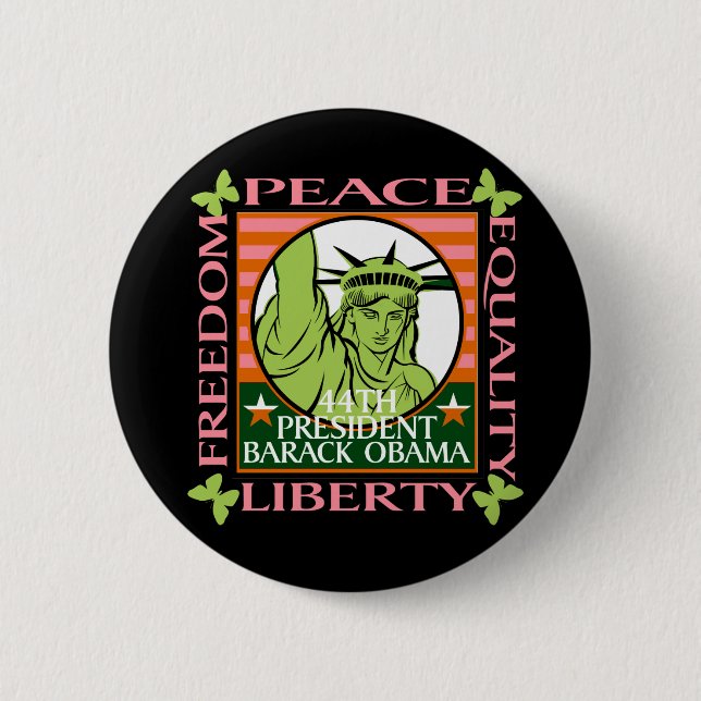 BARACK OBAMA WINS! PINBACK BUTTON (Front)