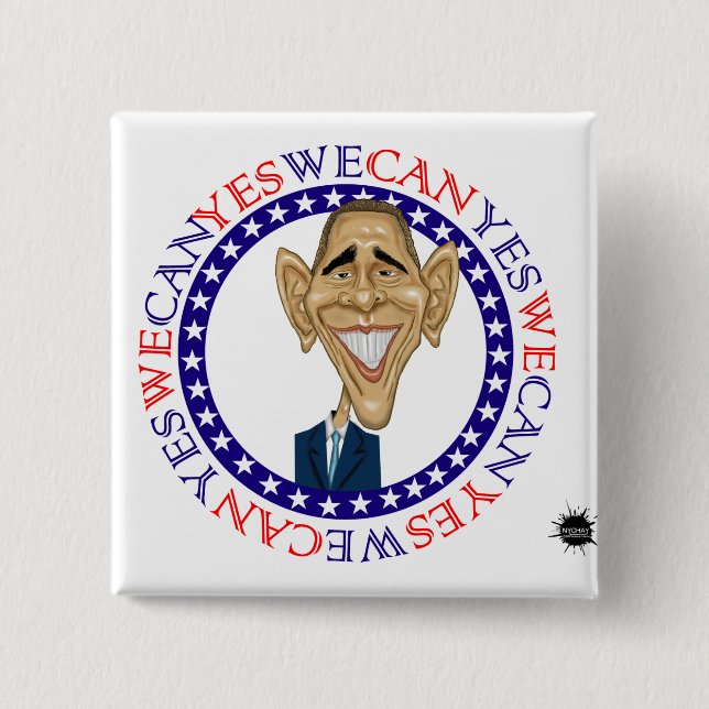 Barack Obama Yes We Can - Red and Blue Button (Front)