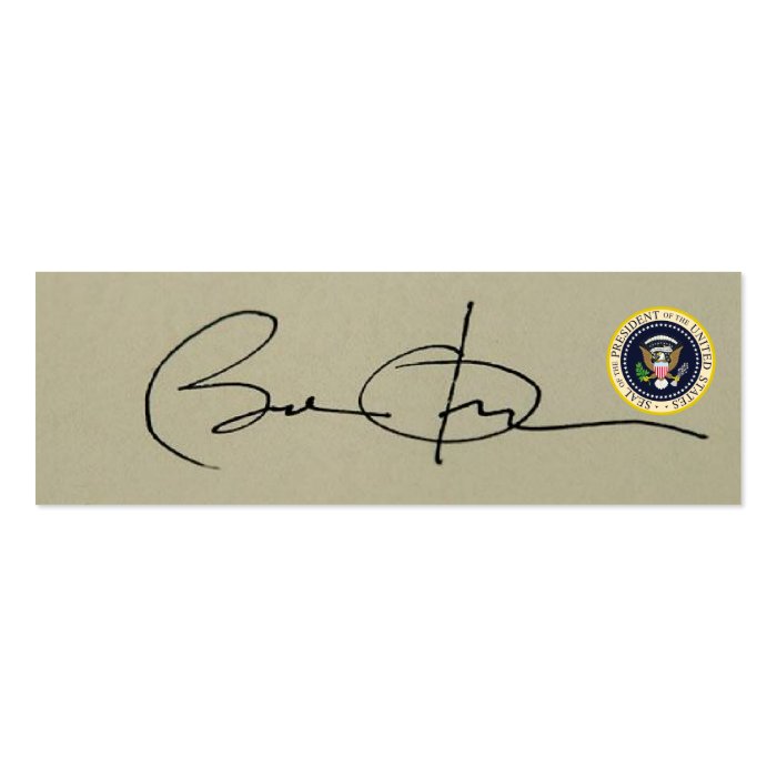 Barack Obama's First SIGNATURE as US President Business Card Templates