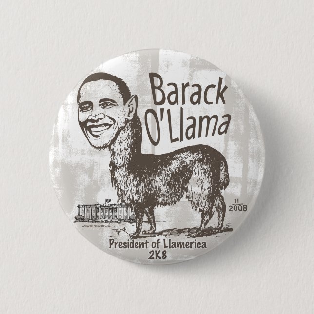 Barack O'Llama 2008 Pinback Button (Front)