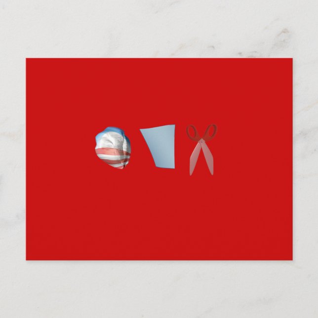 BARACK PAPER SCISSORS POSTCARD (Front)