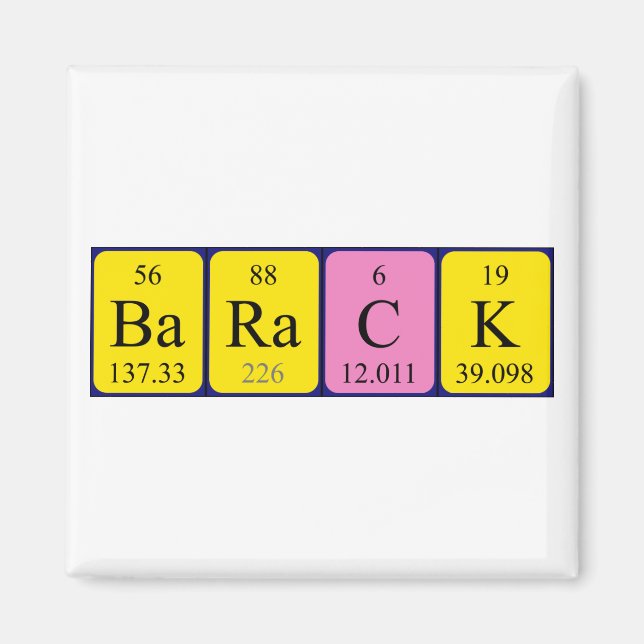 Barack periodic table name magnet (Front)