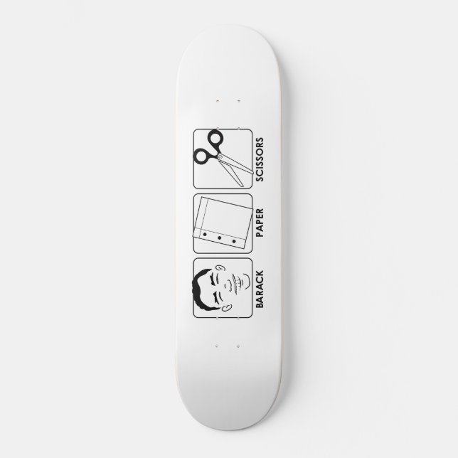 barackpaperscissors skateboard deck (Front)