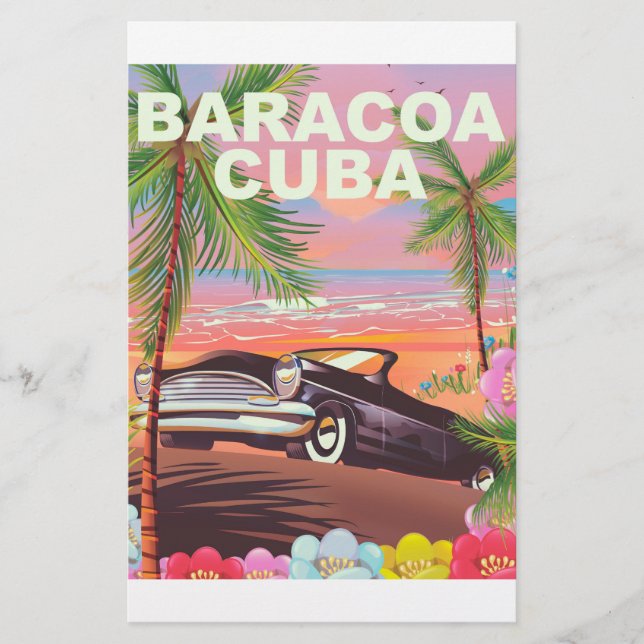 Baracoa Cuba auto travel poster Stationery (Front)