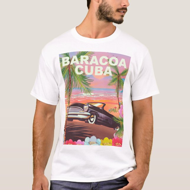 Baracoa Cuba auto travel poster T-Shirt (Front)