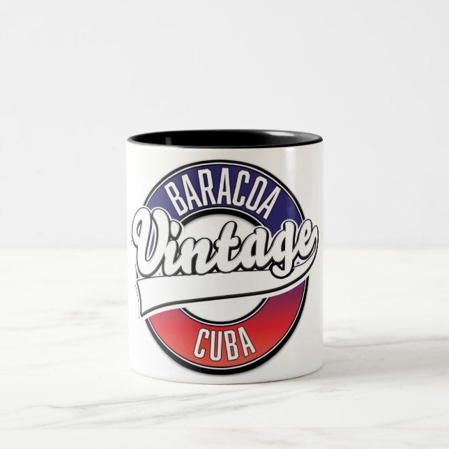 Baracoa cuba vintage logo Two-Tone coffee mug (Center)