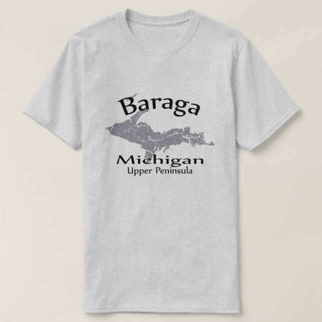 Baraga Michigan Map Design T-shirt (Design Front)