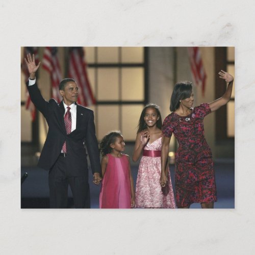 Barak Obama family wave at the last night of Postcard