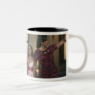 Barak Obama family wave at the last night of Two-Tone Coffee Mug