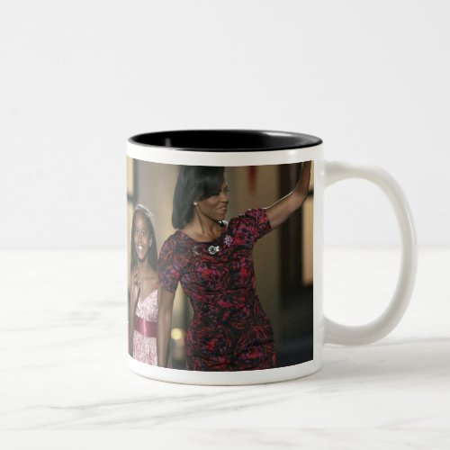 Barak Obama family wave at the last night of Two_Tone Coffee Mug
