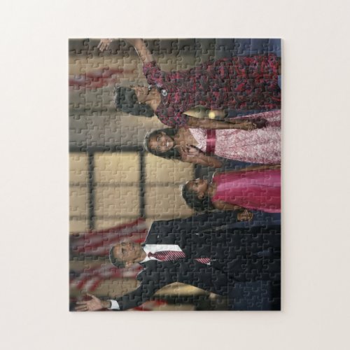 Barak Obama family wave Jigsaw Puzzle