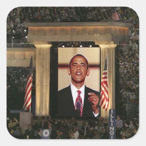 Barak Obama speaks at the last night of the Square Sticker