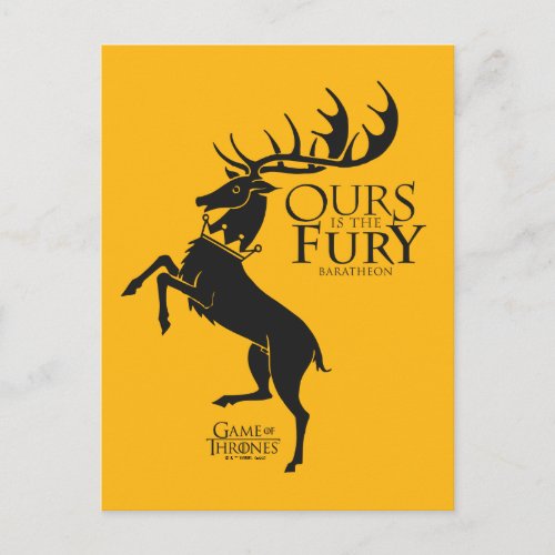 Baratheon Sigil _ Ours is the Fury Postcard