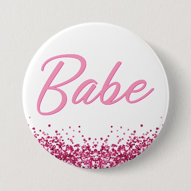 BARB Pink Malibu Doll Themed Babe Bachelorette Button (Front)
