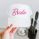 BARB Pink Malibu Doll Themed Bride Bachelorette Trucker Hat<br><div class="desc">This bride bachelorette trucker hat features a Malibu doll-inspired font and is perfect bachelorette weekend group gift. Pair with the 'babe' option for a cohesive look. 💜 COLORS ARE EDITABLE! Click 'edit design' to change the colors.</div>