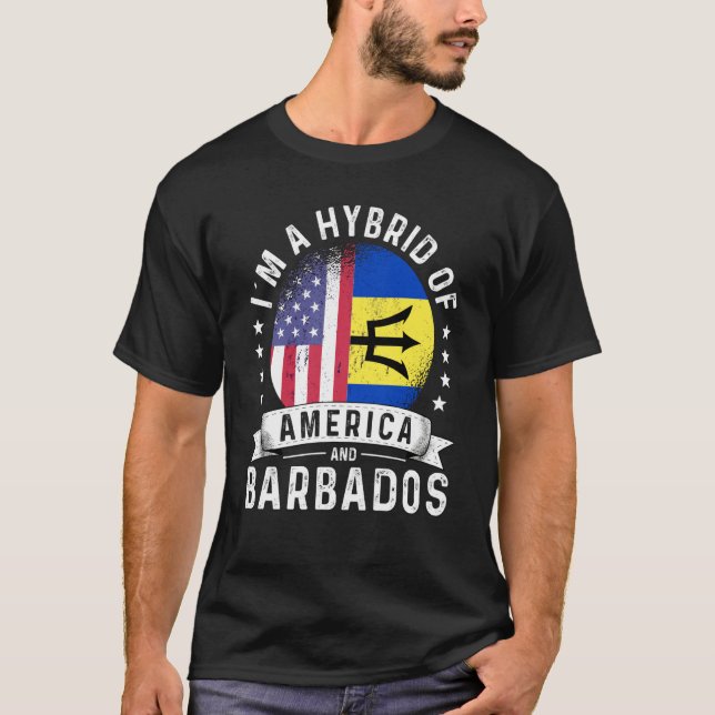 Barbadian American Patriot Grown  Flag Humor T-Shirt (Front)