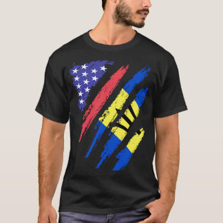 Barbadian American Patriot Grown Heart Flag Stripe T-Shirt