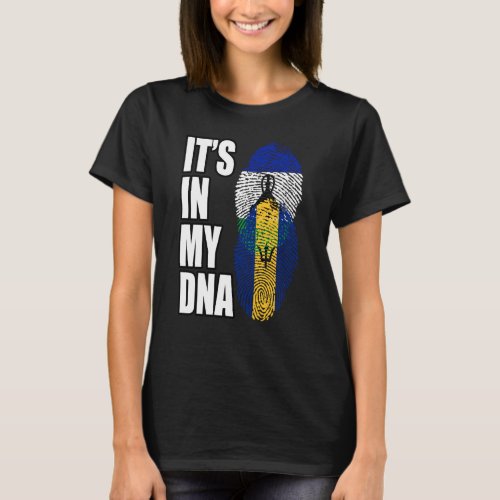 Barbadian And Basotho Mix DNA Heritage Flag T_Shirt