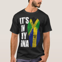 Barbadian And Jamaican Mi DNA Flag Heritage  T-Shirt