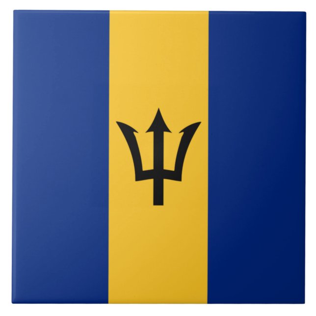 Barbadian Flag (Barbados) (Bajan) Ceramic Tile (Front)