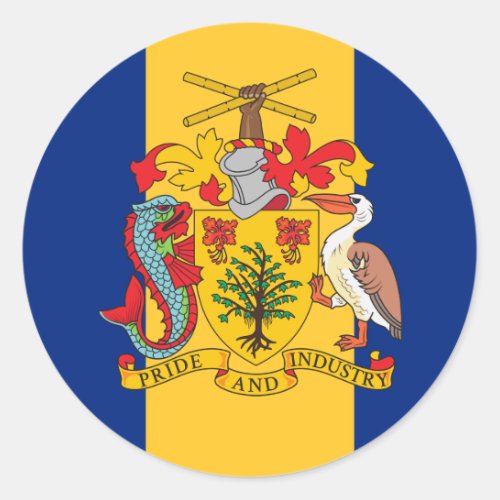 Barbadian Flag  Coat of Arms Flag of Barbados Classic Round Sticker