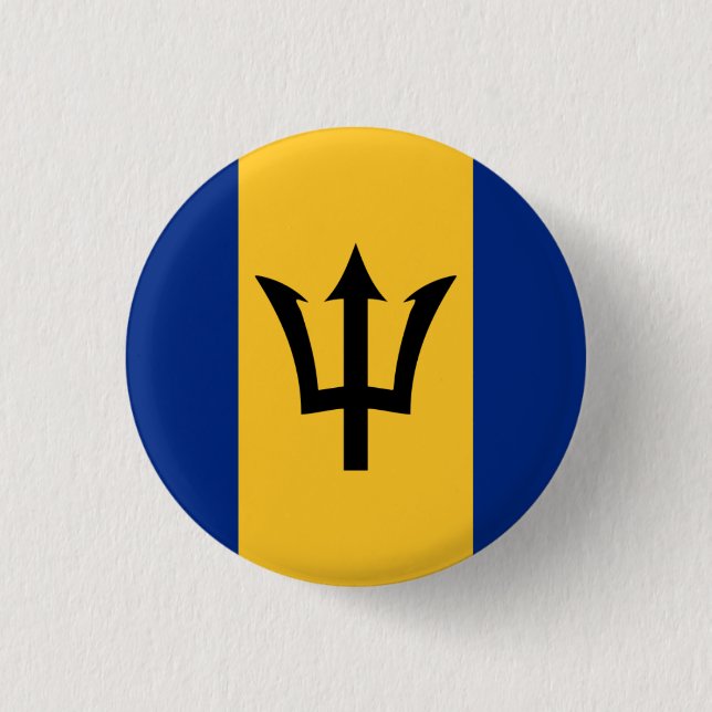 Barbadian Flag, Flag of Barbados Button (Front)