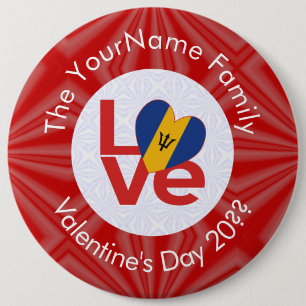 Barbadian Red LOVE Flag Personalized  Button