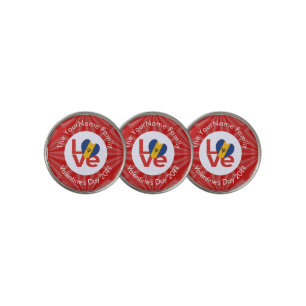 Barbadian Red LOVE Flag Personalized  Golf Ball Marker