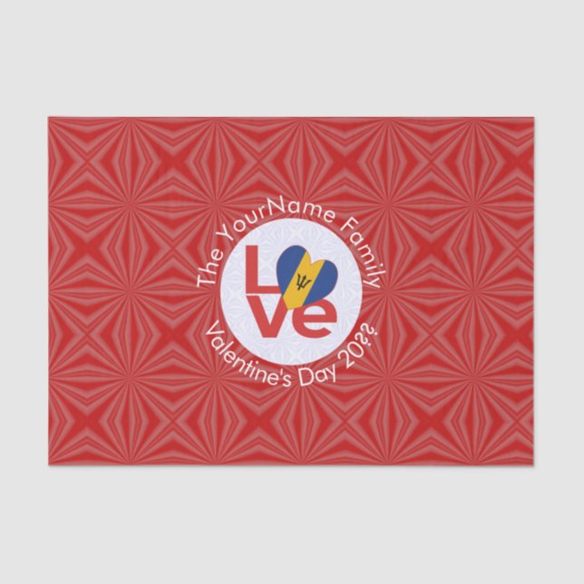 Barbadian Red LOVE Flag Personalized  Tissue Paper (Front)
