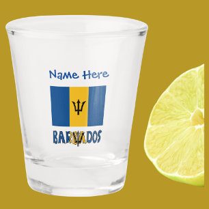 Barbados and Barbadian Flag Blue Personalization  Shot Glass