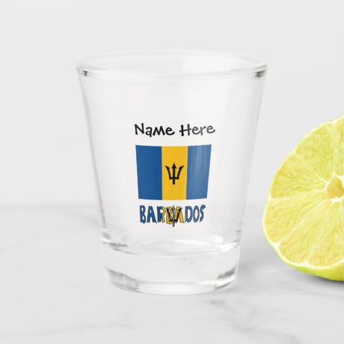 Barbados and Barbadian Flag Personalized  Shot Glass