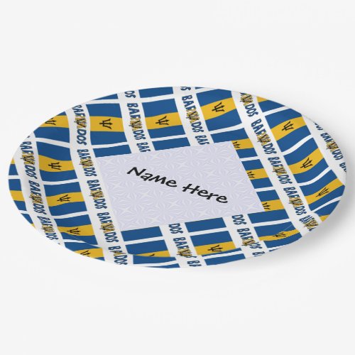 Barbados and Barbadian Flag Tiled Personalized  Paper Plates