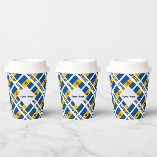 Barbados and Barbadian Flag Tiled with Your Name Paper Cups