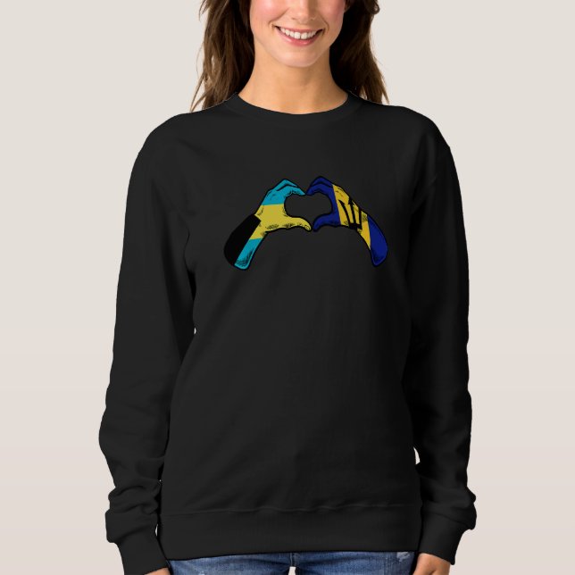 Barbados Bahamas Flag Barbadian Bahamians Heart  1 Sweatshirt (Front)
