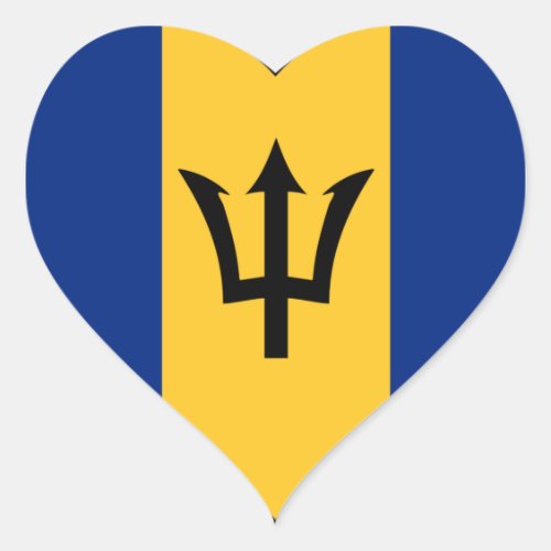 Barbados Bajan Flag Barbadian Caribbean Heart Sticker