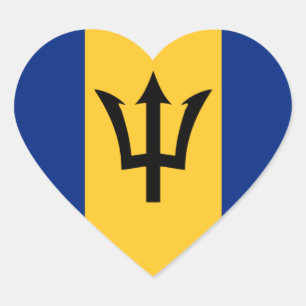 Barbados Bajan Flag Barbadian Caribbean Heart Sticker