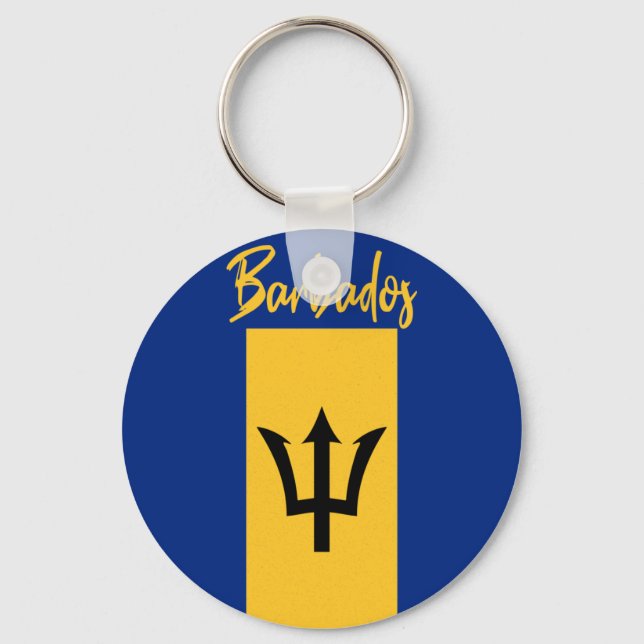 Barbados Bajan Flag Barbadian Caribbean Keychain (Front)