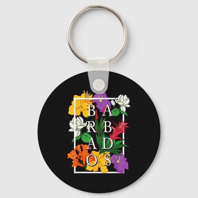 Barbados Bajan Wildflower Pride Floral  Keychain (Front)