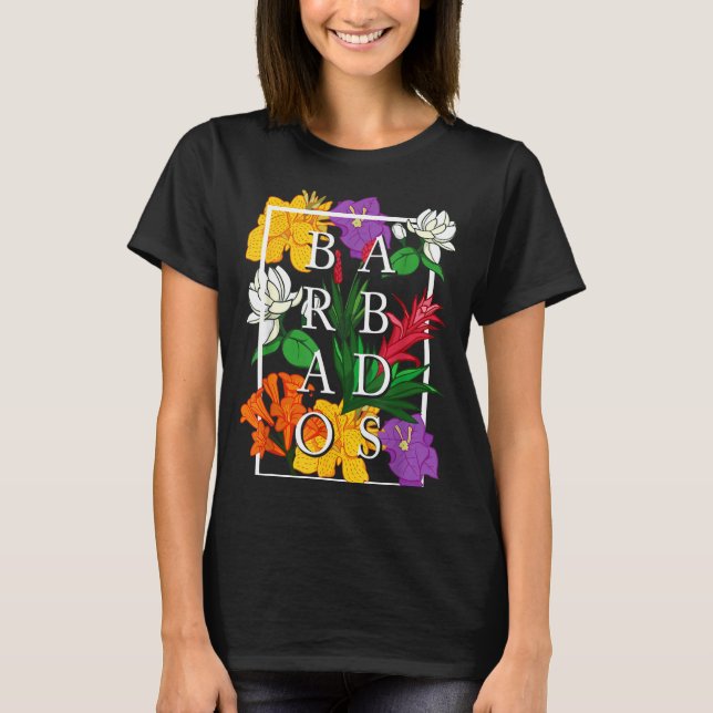 Barbados Bajan Wildflower Pride Floral  T-Shirt (Front)