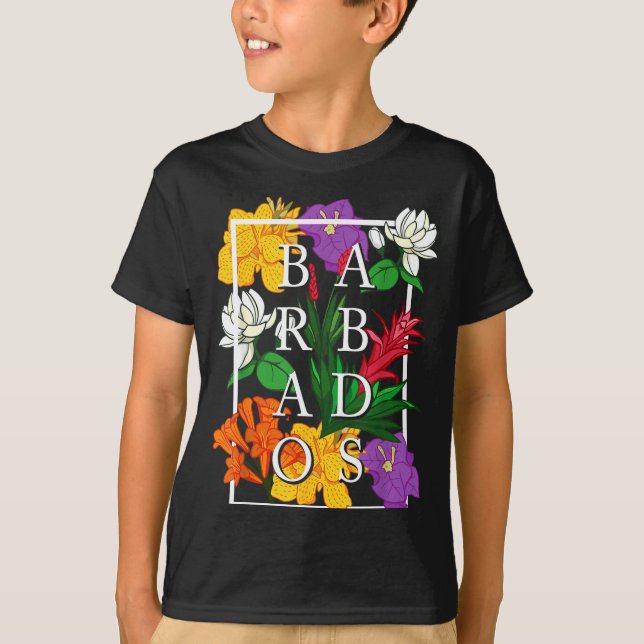 Barbados Bajan Wildflower Pride Floral  T-Shirt (Front)