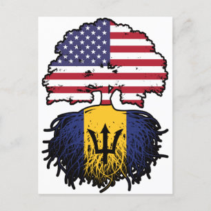 Barbados Barbadian American USA Tree Roots Flag Postcard
