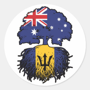 Barbados Barbadian Australian Australia Tree Roots Classic Round Sticker