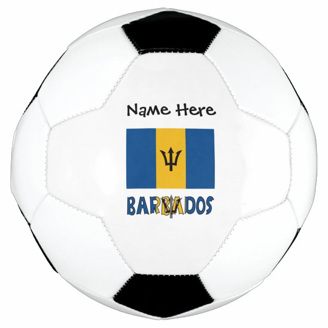Barbados Barbadian Baja Flag Personalized Name  Soccer Ball (Front)